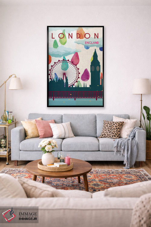 تابلو مدرن پوستر سفر بارانی لندن اثر ناتالی رایان - D1B