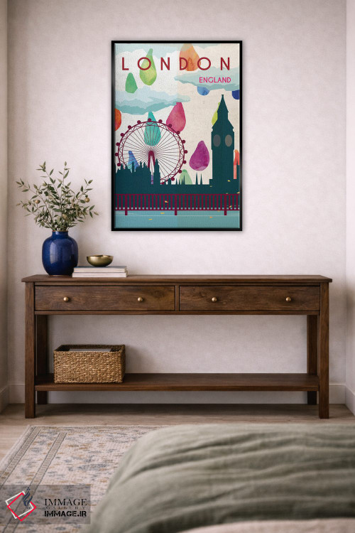 تابلو مدرن پوستر سفر بارانی لندن اثر ناتالی رایان - D4B