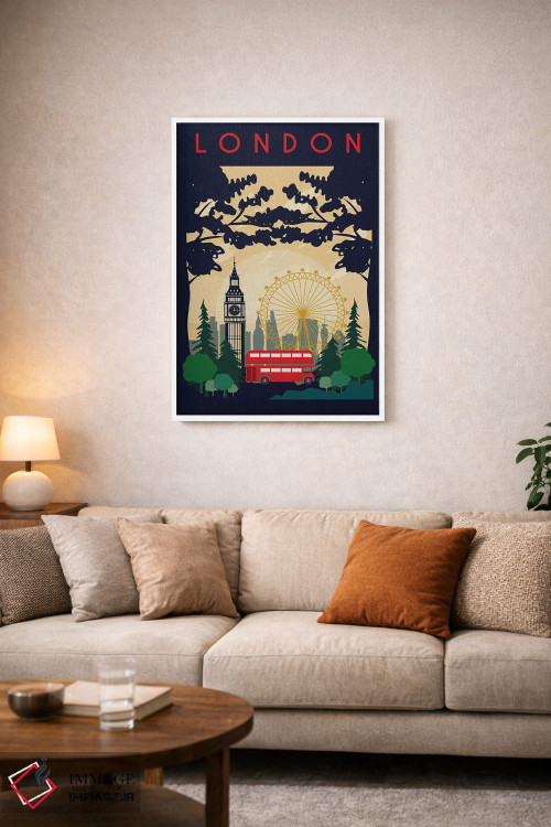تابلو مدرن پوستر سفر اتوبوس لندن اثر ناتالی رایان - D3W