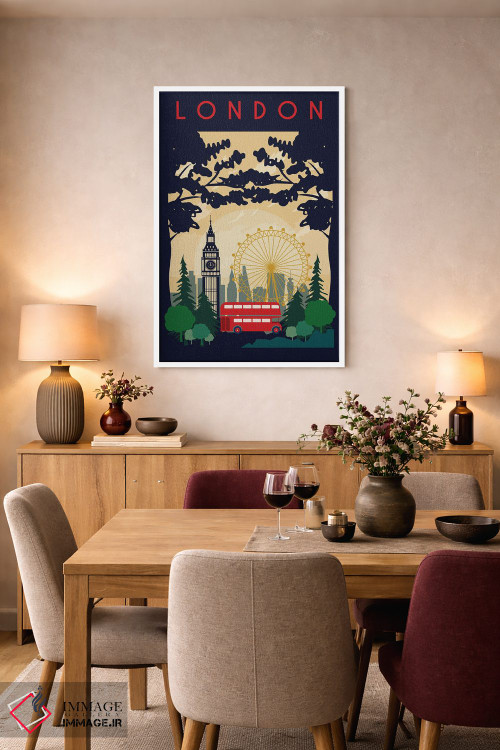 تابلو مدرن پوستر سفر اتوبوس لندن اثر ناتالی رایان - D6W