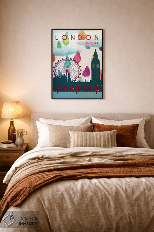 تابلو مدرن پوستر سفر بارانی لندن اثر ناتالی رایان - D6B