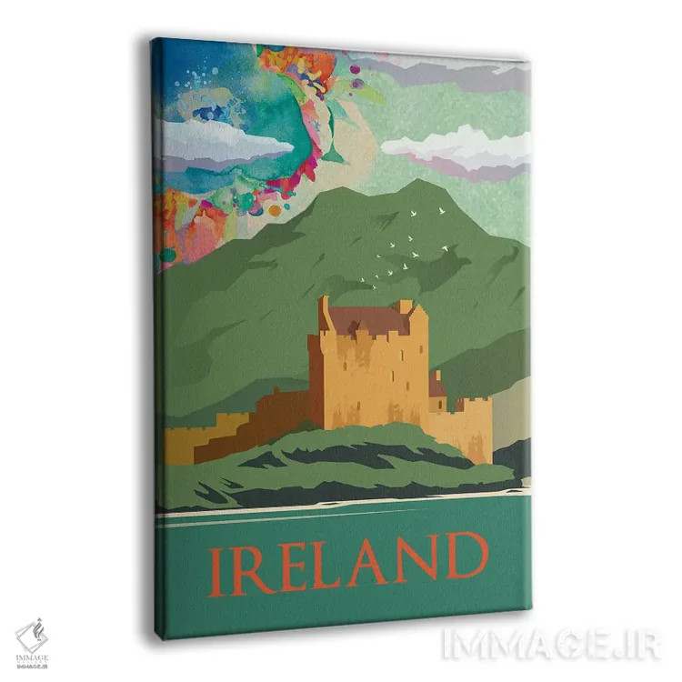 تابلو مدرن پوستر سفر به کوه های سبز ایرلند اثر ناتالی رایان - نمای پرسپکتیو محصول