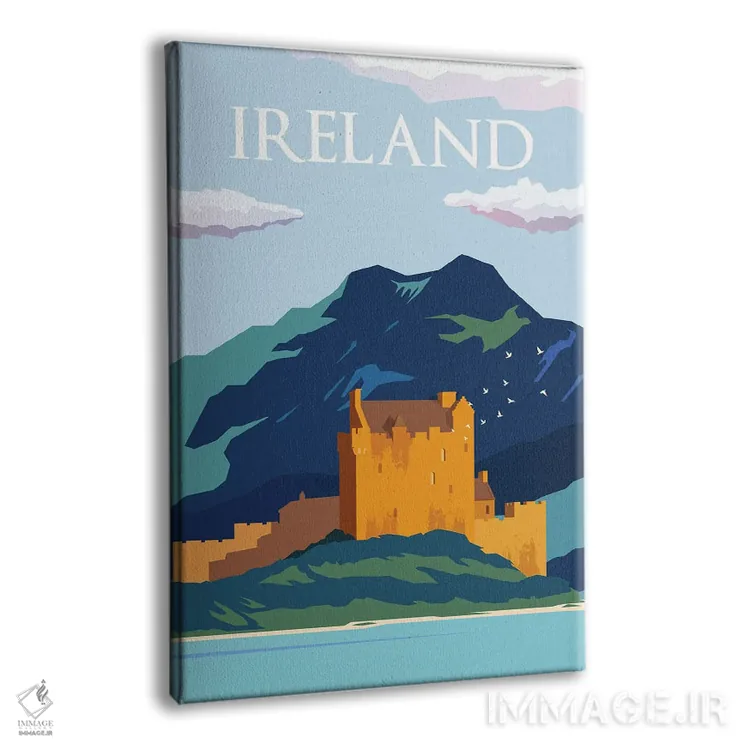تابلو مدرن پوستر سفر به آسمان های آبی ایرلند اثر ناتالی رایان - نمای پرسپکتیو محصول