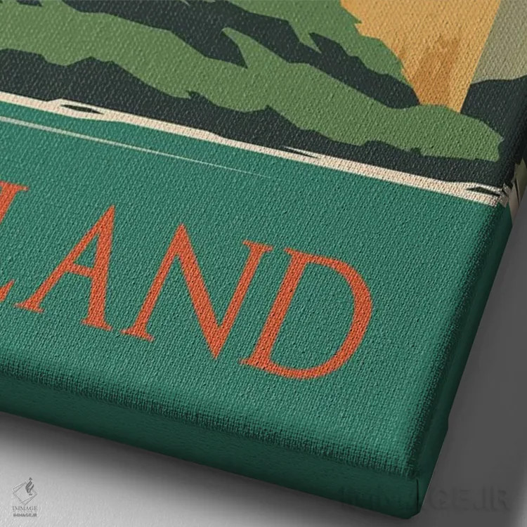 تابلو مدرن پوستر سفر به کوه های سبز ایرلند اثر ناتالی رایان - نمای نزدیک بافت بوم