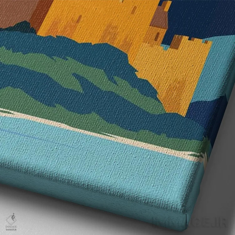 تابلو مدرن پوستر سفر به آسمان های آبی ایرلند اثر ناتالی رایان - نمای نزدیک بافت بوم