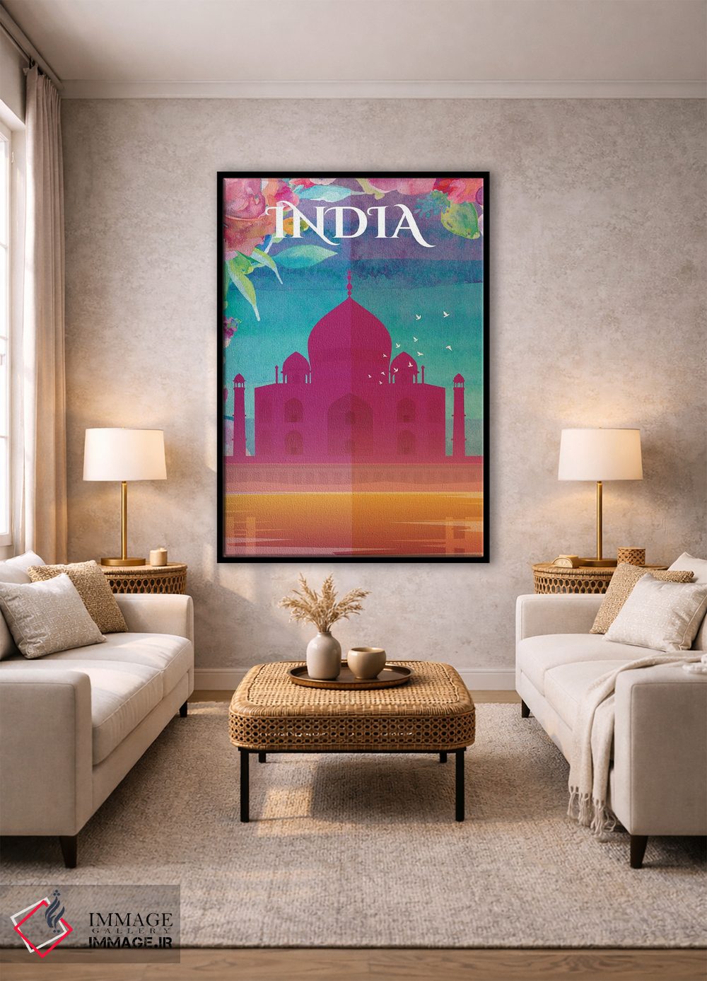 تابلو مدرن پوستر سفر به هند اثر ناتالی رایان - D2B