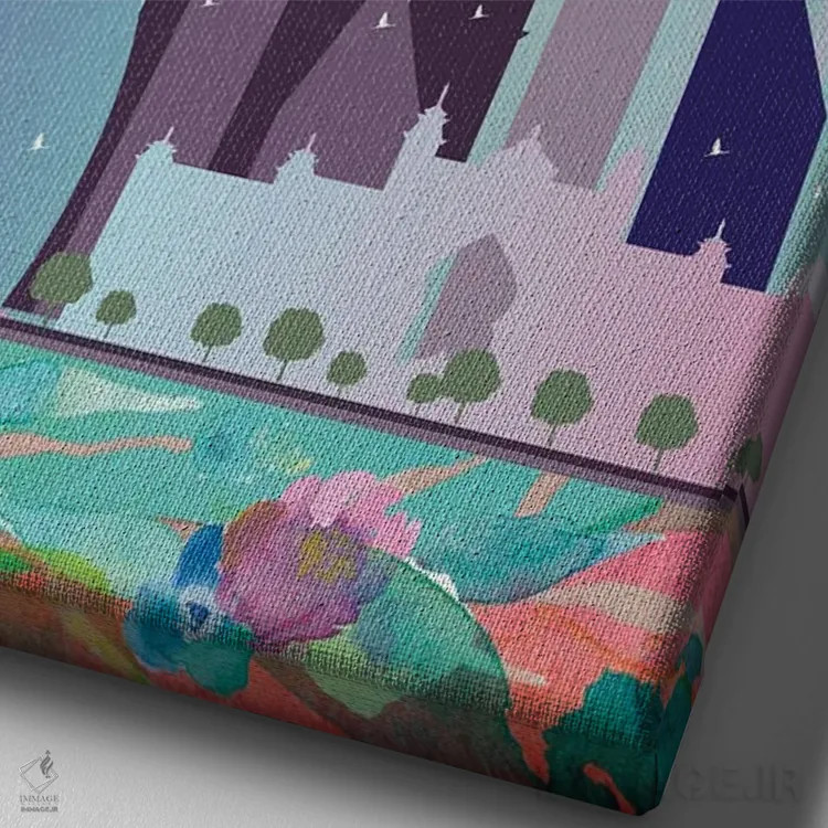 تابلو مدرن پوستر سفر به دبی اثر ناتالی رایان - نمای نزدیک بافت بوم