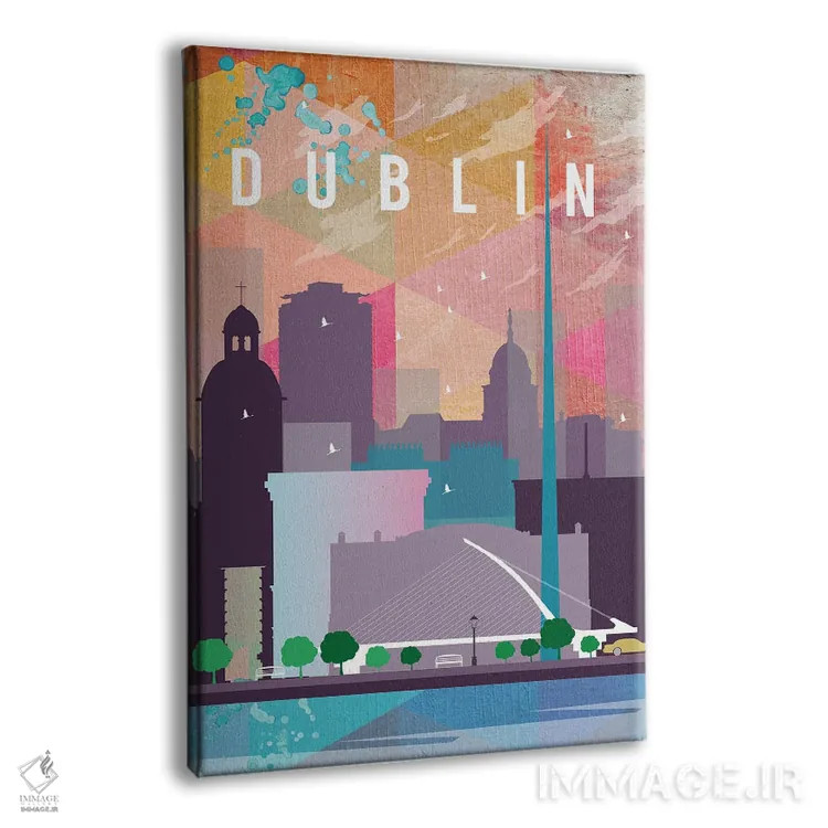 تابلو مدرن پوستر سفر به دوبلین اثر ناتالی رایان - نمای پرسپکتیو محصول