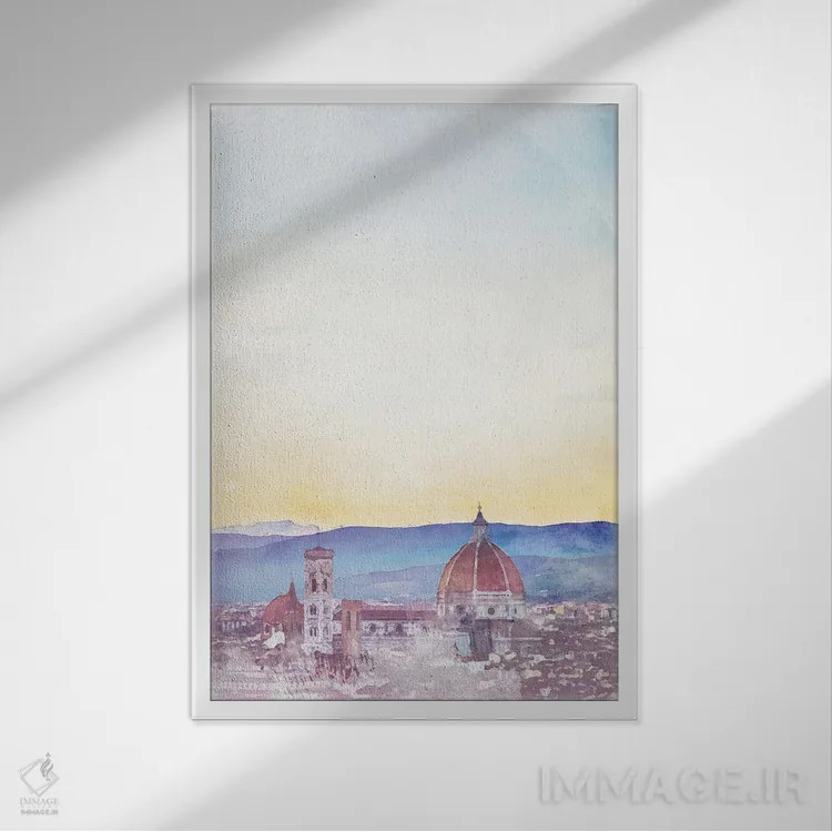 تابلو مینیمال پوستر سفر به فلورانس اثر ناتالی رایان - نمای قابدار سفید