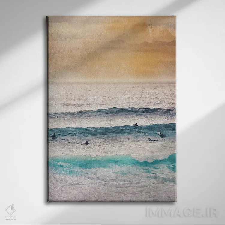 تابلو دکوراتیو زمان موج سواری اثر ناتالی رایان - نمای روبهرو روی دیوار
