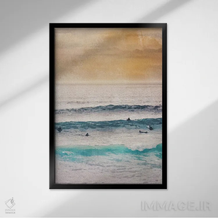 تابلو دکوراتیو زمان موج سواری اثر ناتالی رایان - نمای قابدار مشکی