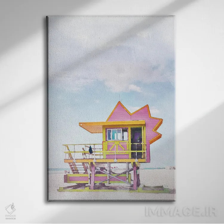 تابلو دکوراتیو پوستر سفر به میامی اثر ناتالی رایان - نمای روبهرو روی دیوار