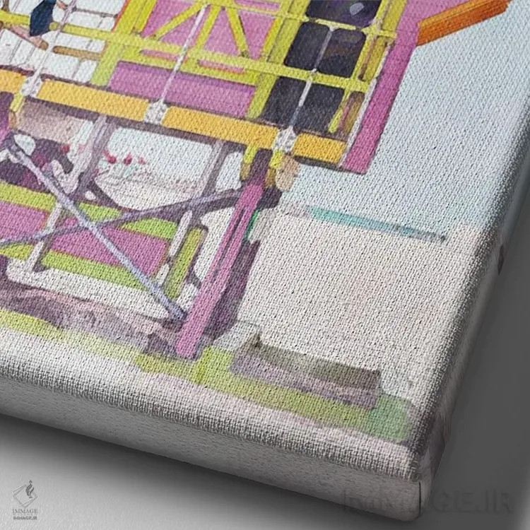 تابلو دکوراتیو پوستر سفر به میامی اثر ناتالی رایان - نمای نزدیک بافت بوم