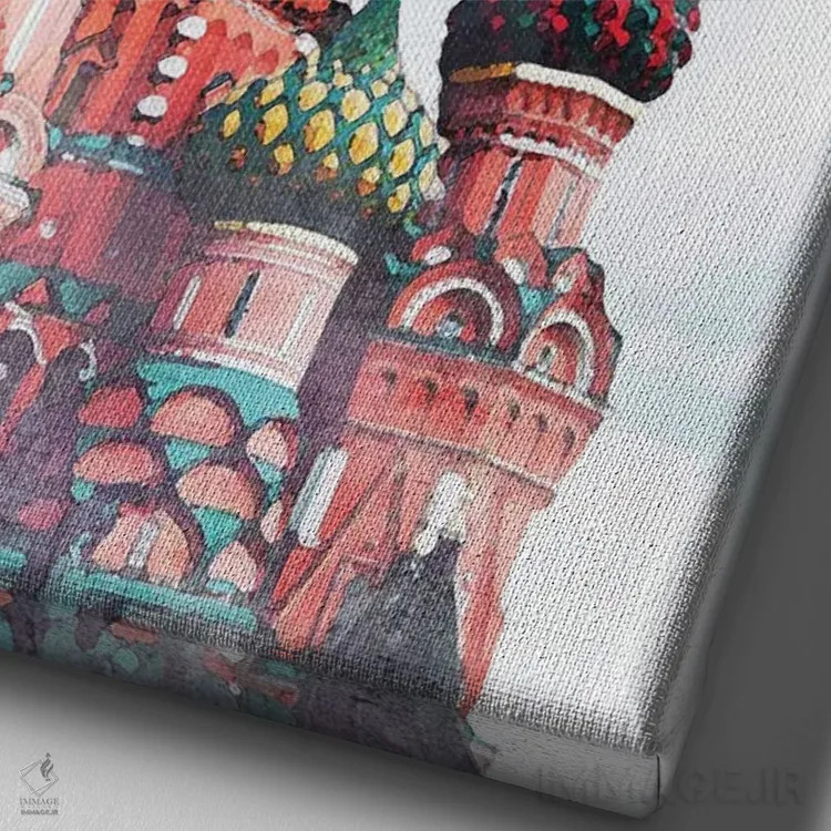 تابلو دکوراتیو پوستر سفر به روسیه اثر ناتالی رایان - نمای نزدیک بافت بوم