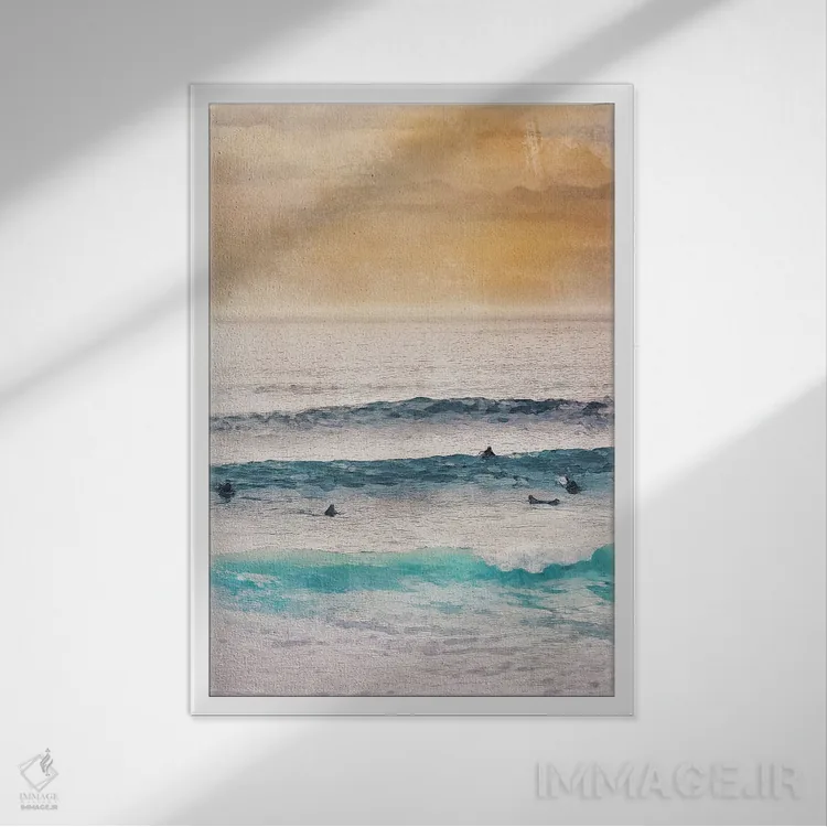 تابلو دکوراتیو زمان موج سواری اثر ناتالی رایان - نمای قابدار سفید