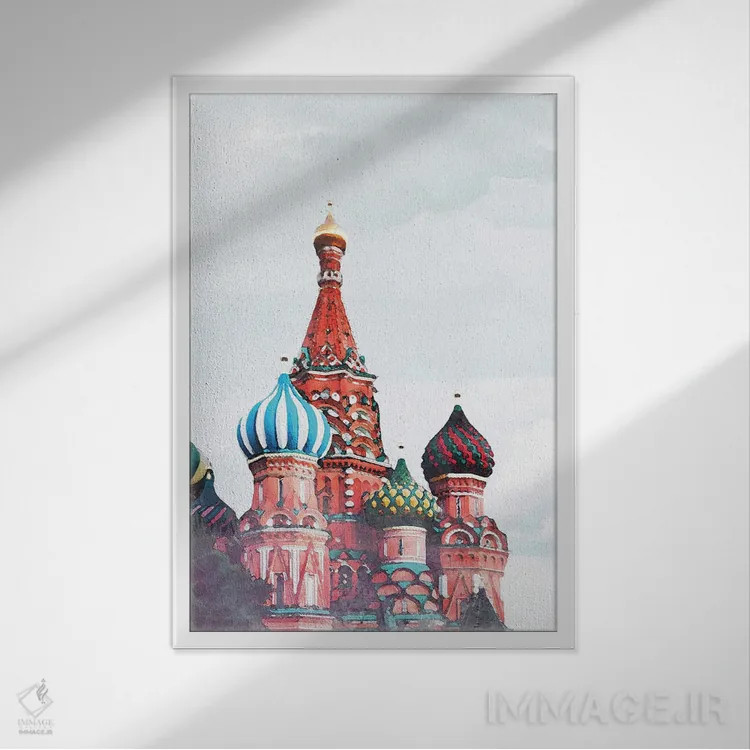 تابلو دکوراتیو پوستر سفر به روسیه اثر ناتالی رایان - نمای قابدار سفید
