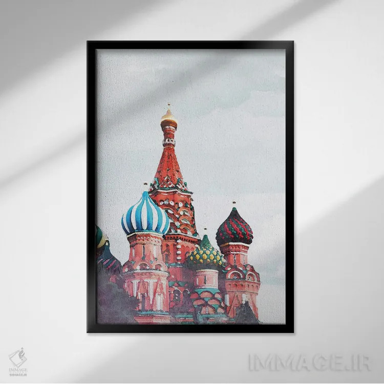تابلو دکوراتیو پوستر سفر به روسیه اثر ناتالی رایان - نمای قابدار مشکی