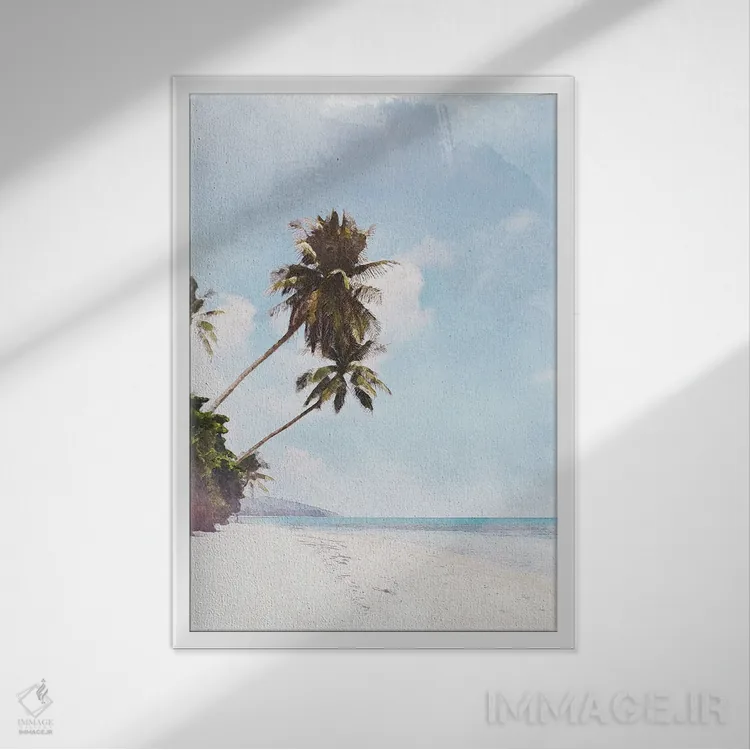 تابلو دکوراتیو پوستر سفر به کو سامویی اثر ناتالی رایان - نمای قابدار سفید