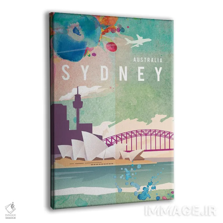 تابلو مدرن پوستر سفر به سیدنی اثر ناتالی رایان - نمای پرسپکتیو محصول