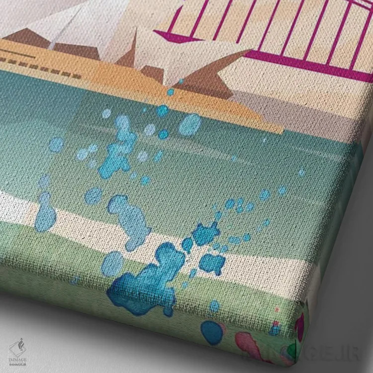 تابلو مدرن پوستر سفر به سیدنی اثر ناتالی رایان - نمای نزدیک بافت بوم