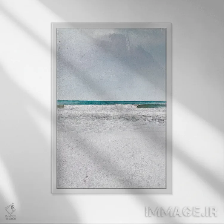تابلو دکوراتیو پوستر موج های غلتان اثر ناتالی رایان - نمای قابدار سفید