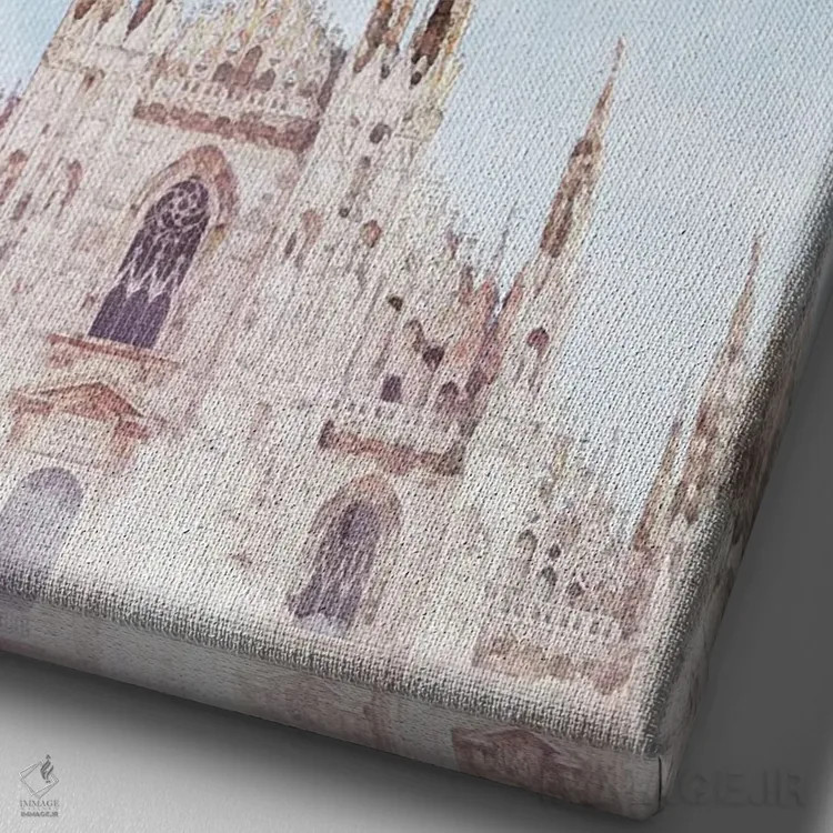 تابلو دکوراتیو پوستر سفر به دوئومو میلان اثر ناتالی رایان - نمای نزدیک بافت بوم