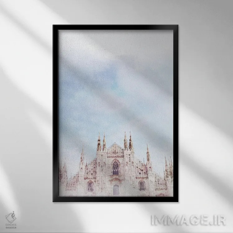 تابلو دکوراتیو پوستر سفر به دوئومو میلان اثر ناتالی رایان - نمای قابدار مشکی