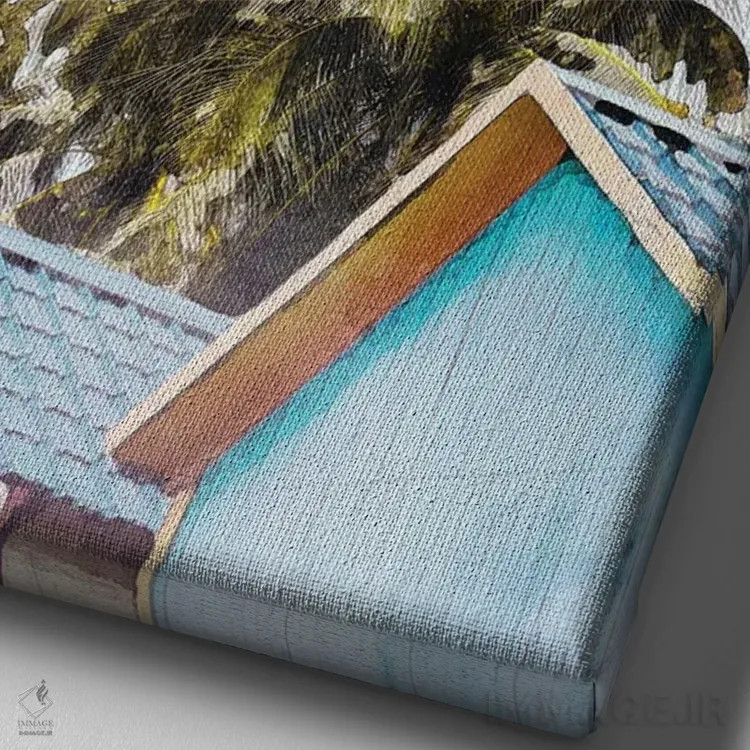 تابلو دکوراتیو پوستر کلبه ساحلی جامائیکا اثر ناتالی رایان - نمای نزدیک بافت بوم