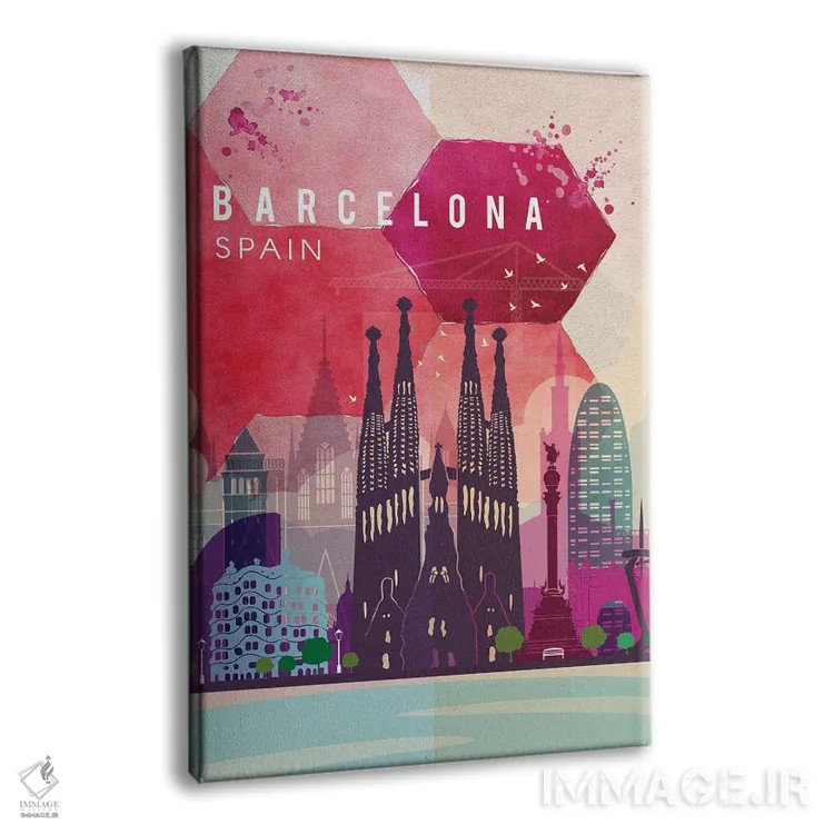 تابلو مدرن پوستر سفر به بارسلونا اثر ناتالی رایان - نمای پرسپکتیو محصول