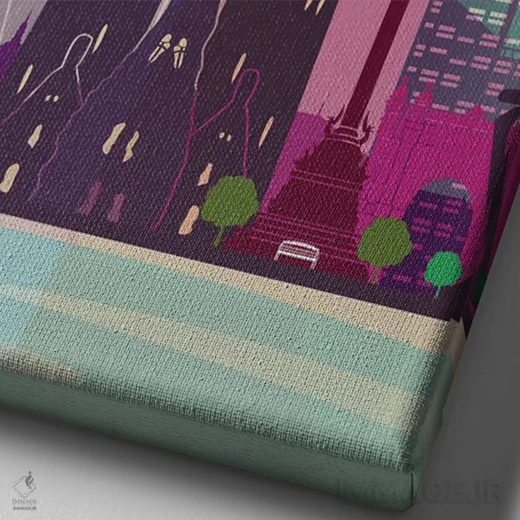 تابلو مدرن پوستر سفر به بارسلونا اثر ناتالی رایان - نمای نزدیک بافت بوم