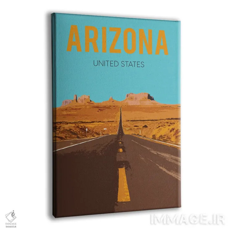 تابلو مدرن پوستر سفر به آریزونا اثر ناتالی رایان - نمای پرسپکتیو محصول
