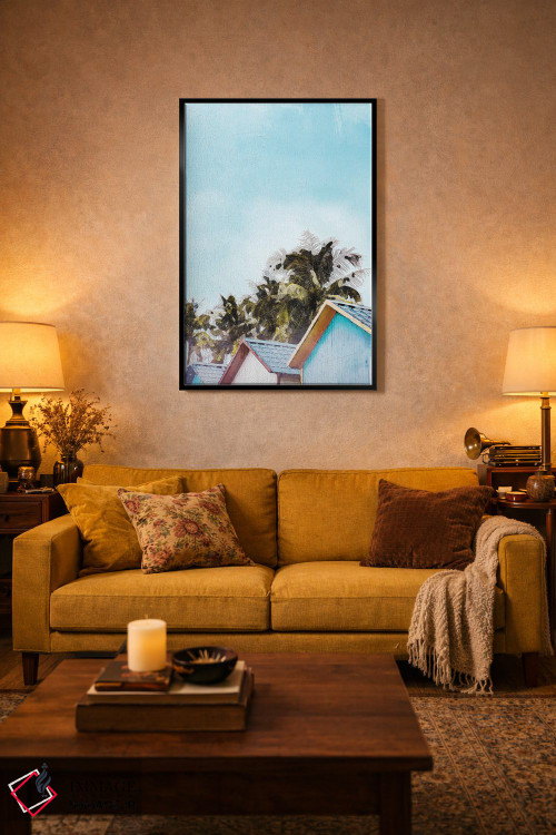تابلو دکوراتیو پوستر کلبه ساحلی جامائیکا اثر ناتالی رایان - D4B