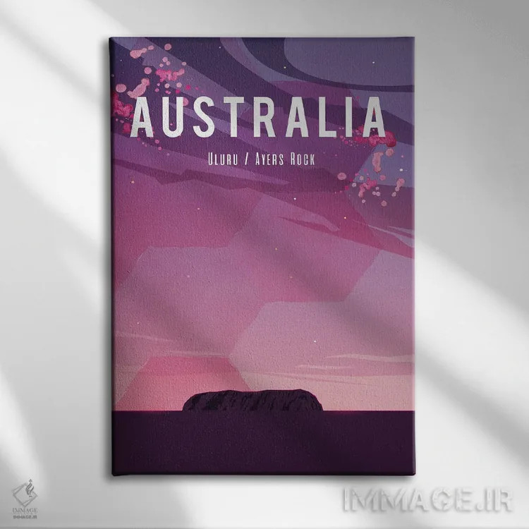 تابلو مدرن پوستر سفر به استرالیا اثر ناتالی رایان - نمای روبهرو روی دیوار