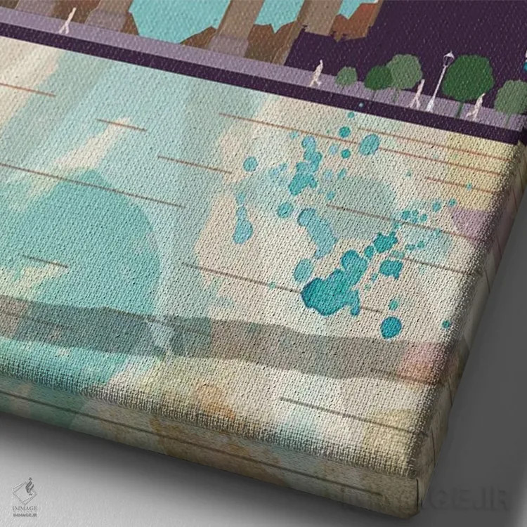 تابلو مدرن پوستر سفر به برلین اثر ناتالی رایان - نمای نزدیک بافت بوم