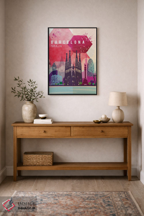 تابلو مدرن پوستر سفر به بارسلونا اثر ناتالی رایان - D2B