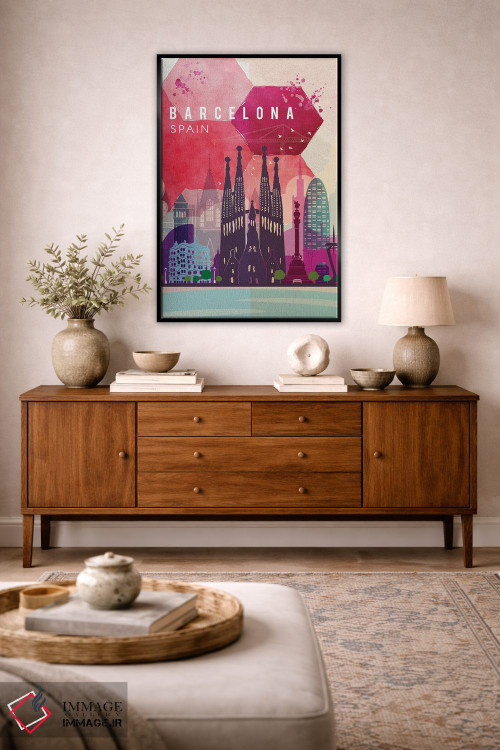 تابلو مدرن پوستر سفر به بارسلونا اثر ناتالی رایان - D4B