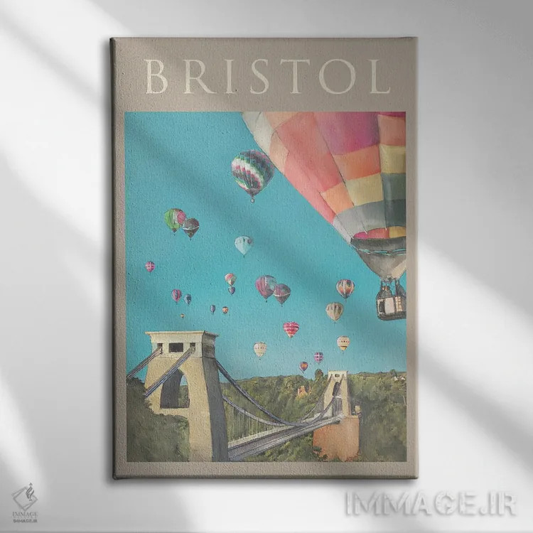 تابلو مدرن پوستر سفر به بریستول اثر ناتالی رایان - نمای روبهرو روی دیوار