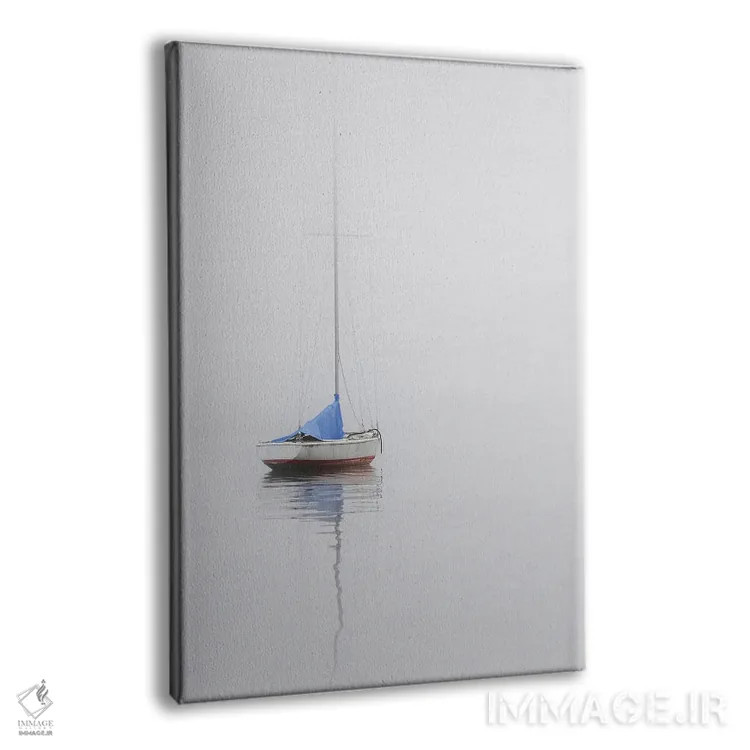 تابلو دکوراتیو White & Blue,قایق بادبانی؛ قرمز، سفید و آبی اثر نیکلاس بل - نمای پرسپکتیو محصول