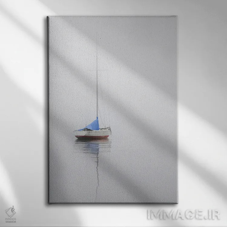 تابلو دکوراتیو White & Blue,قایق بادبانی؛ قرمز، سفید و آبی اثر نیکلاس بل - نمای روبهرو روی دیوار