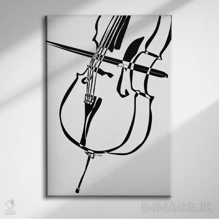 تابلو مینیمال ویولنسل اثر نیسه کرونا - نمای روبهرو روی دیوار