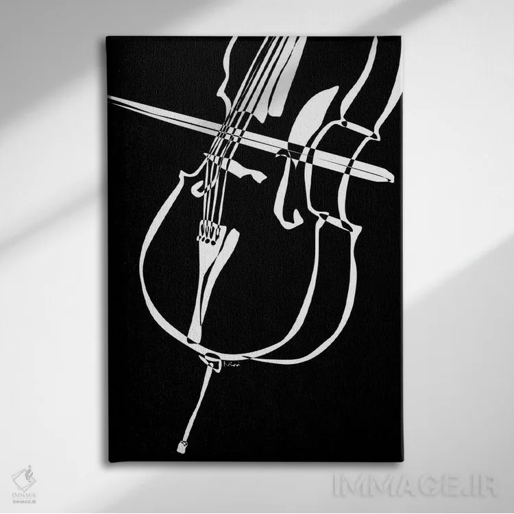 تابلو مینیمال ویولنسل مشکی اثر نیسه کرونا - نمای روبهرو روی دیوار