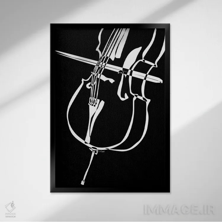 تابلو مینیمال ویولنسل مشکی اثر نیسه کرونا - نمای قابدار مشکی