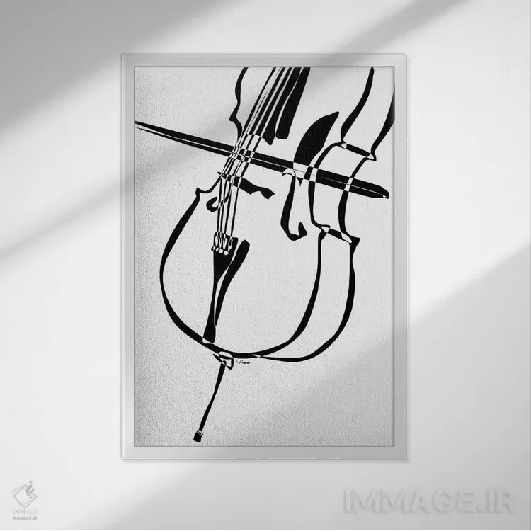 تابلو مینیمال ویولنسل اثر نیسه کرونا - نمای قابدار سفید