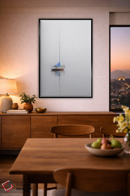 تابلو دکوراتیو White & Blue,قایق بادبانی؛ قرمز، سفید و آبی اثر نیکلاس بل - D2B