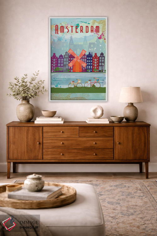 تابلو مدرن پوستر سفر به آمستردام اثر ناتالی رایان - D2W