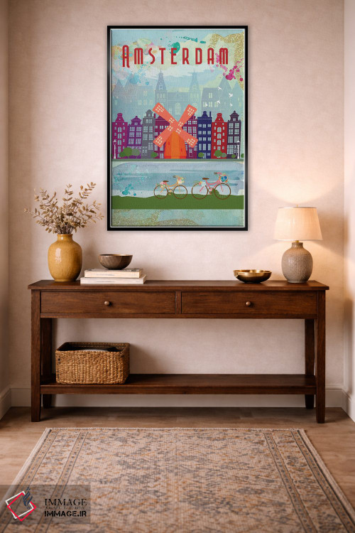 تابلو مدرن پوستر سفر به آمستردام اثر ناتالی رایان - D4B