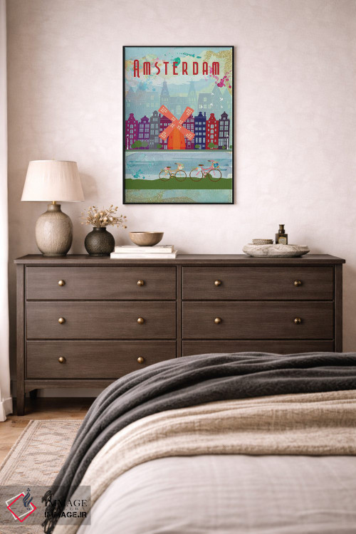 تابلو مدرن پوستر سفر به آمستردام اثر ناتالی رایان - D3B