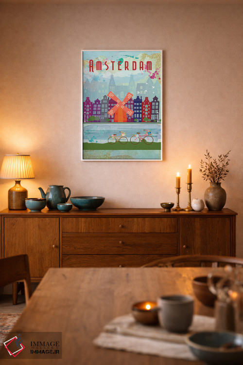 تابلو مدرن پوستر سفر به آمستردام اثر ناتالی رایان - D6W