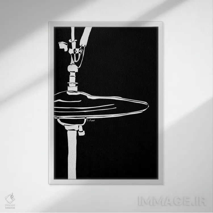 تابلو مینیمال سنج درام مشکی اثر نیسه کرونا - نمای قابدار سفید