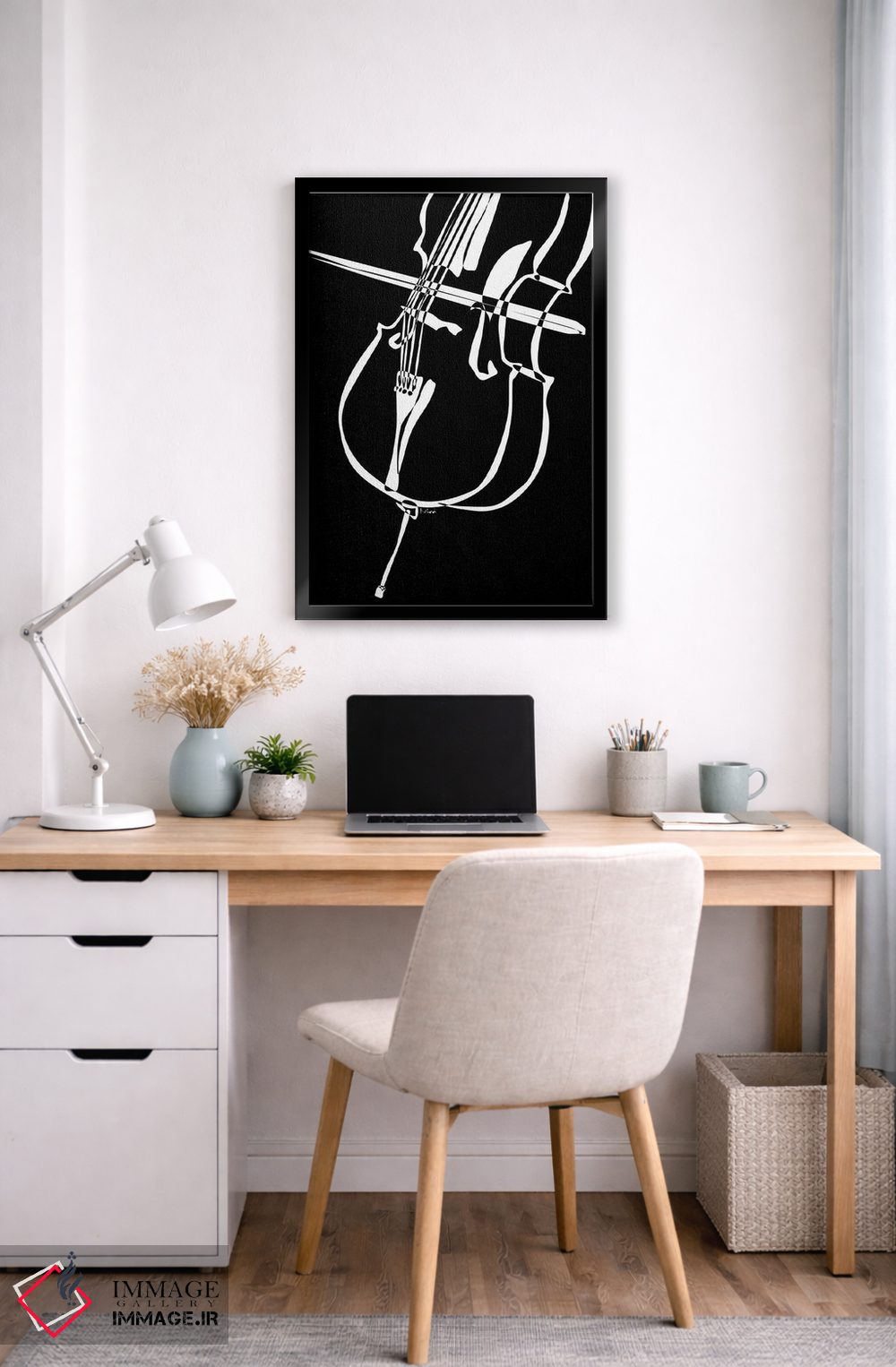 تابلو مینیمال ویولنسل مشکی اثر نیسه کرونا - D6B